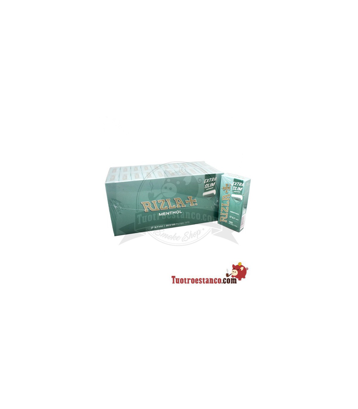 Menthol Extra Slim 5 rizla ,7 mm - 20 scatole da 120 filtri