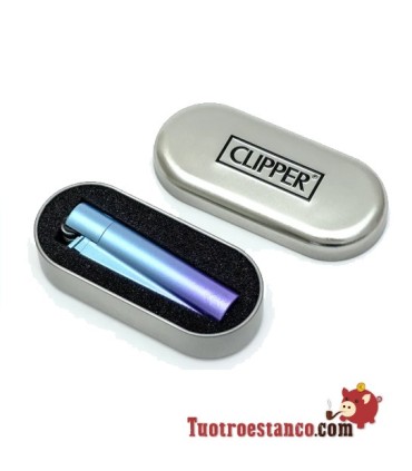 Dégradé bleu 2 clipper briquet + clipper boîtier métallique