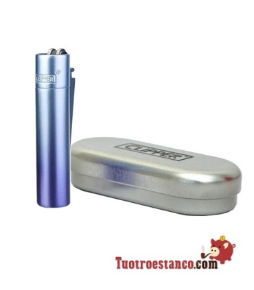 Dégradé bleu 2 clipper briquet + clipper boîtier métallique