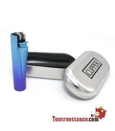 Blue Gradient 2 clipper Lighter + Metal clipper Case